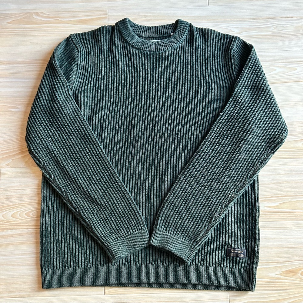 Jack & Jones “Superior Apparel” Olive Green Ribbed Crew Neck Sweater-XL